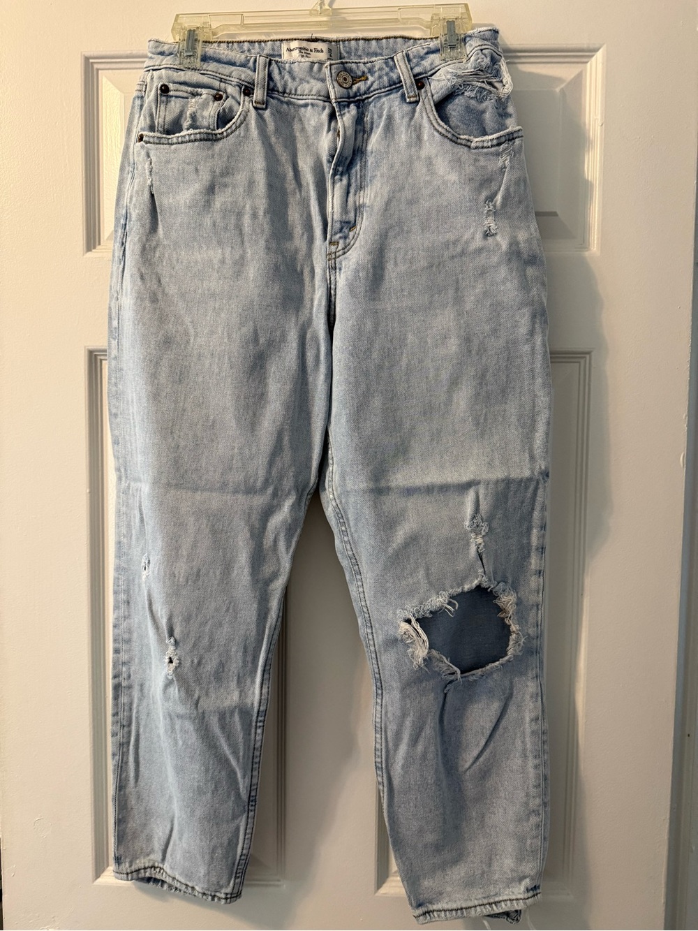 Abercrombie & Fitch Light Blue Distressed Boyfriend Jeans